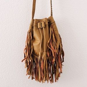 Cleobella Boho Leather Fringe Crossbody Purse